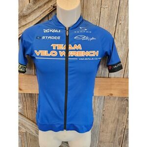 Voler size M women medium cycling full zip jersey back pockets short sleeve ^